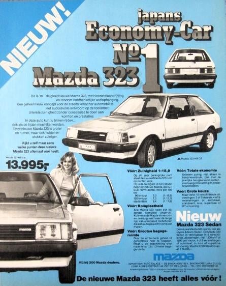 2 oude advertenties reclames Mazda 323 626 autos 1981 auto, Ophalen of Verzenden, Gebruikt, Auto's