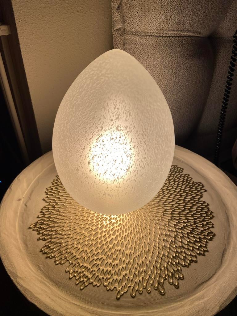 Vintage/Retro glazen Egg/ ei lamp, Ophalen, Gebruikt, Glas, Minder dan 50 cm