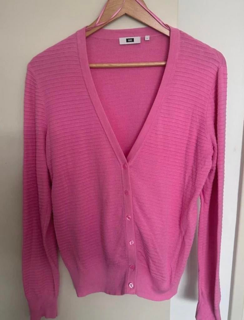 Roze WE vest met ribbel - Maat L, Ophalen of Verzenden, Gedragen, Maat 38/40 (M), Roze