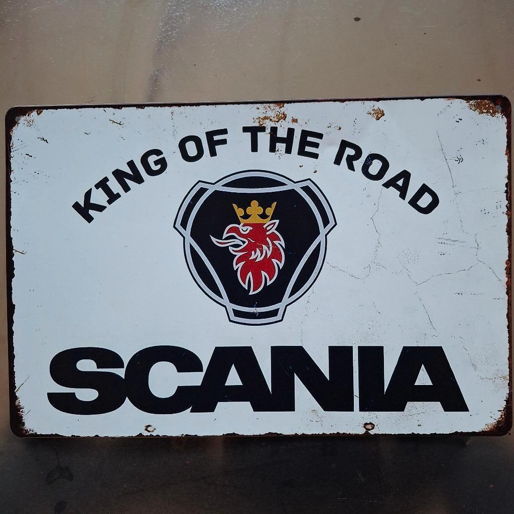 Scania 'King of the road' Metalen plaat, Ophalen of Verzenden, Nieuw, Scania, Overige Auto-onderdelen