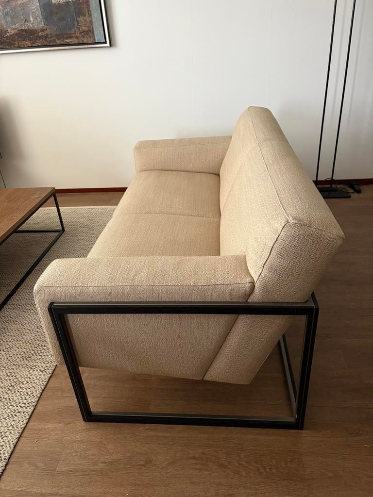 Leolux tweezitsbank beige, Ophalen, 150 tot 200 cm, Tweepersoons, 75 tot 100 cm