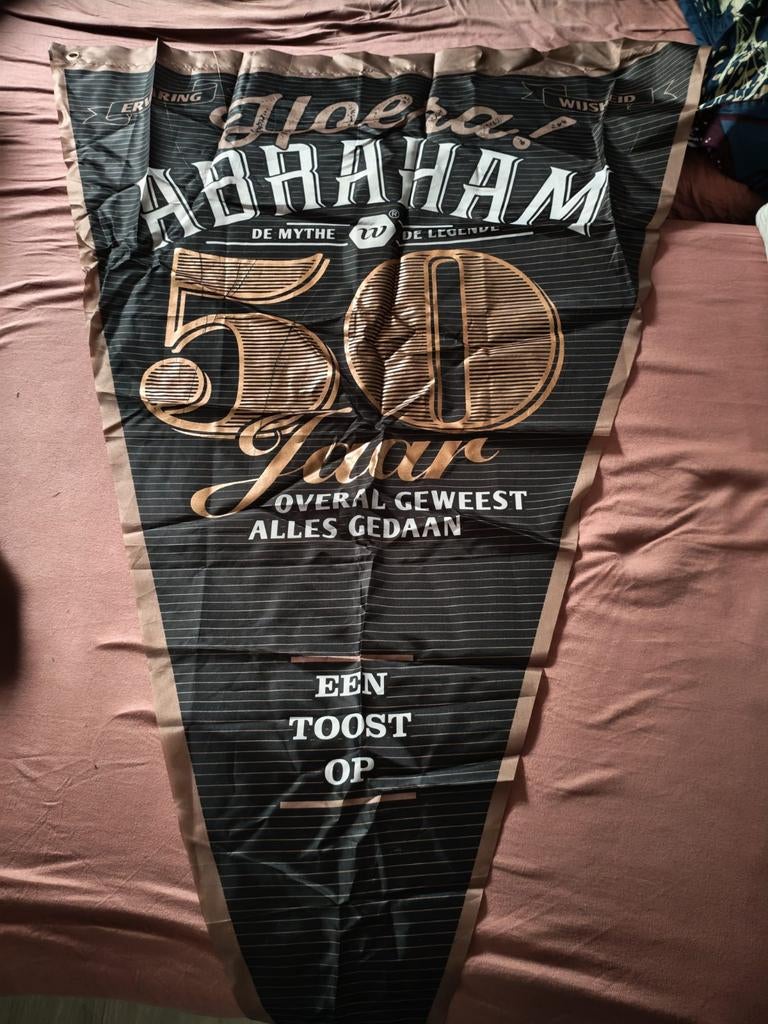 Vlag Abraham 50 jaar zwart/goud, Ophalen of Verzenden, Versiering, Abraham of Sarah