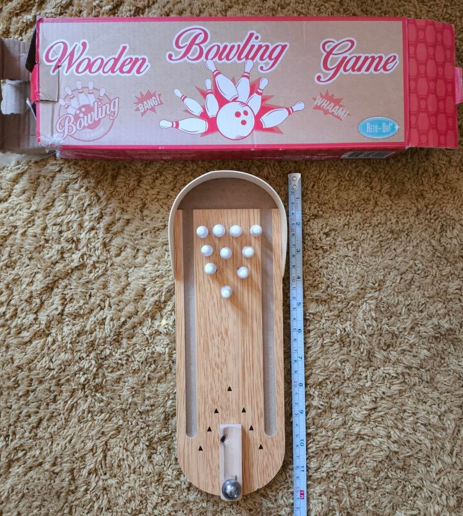 TE KOOP: Compacte mini houten bowling set in nieuwstaat, Ophalen