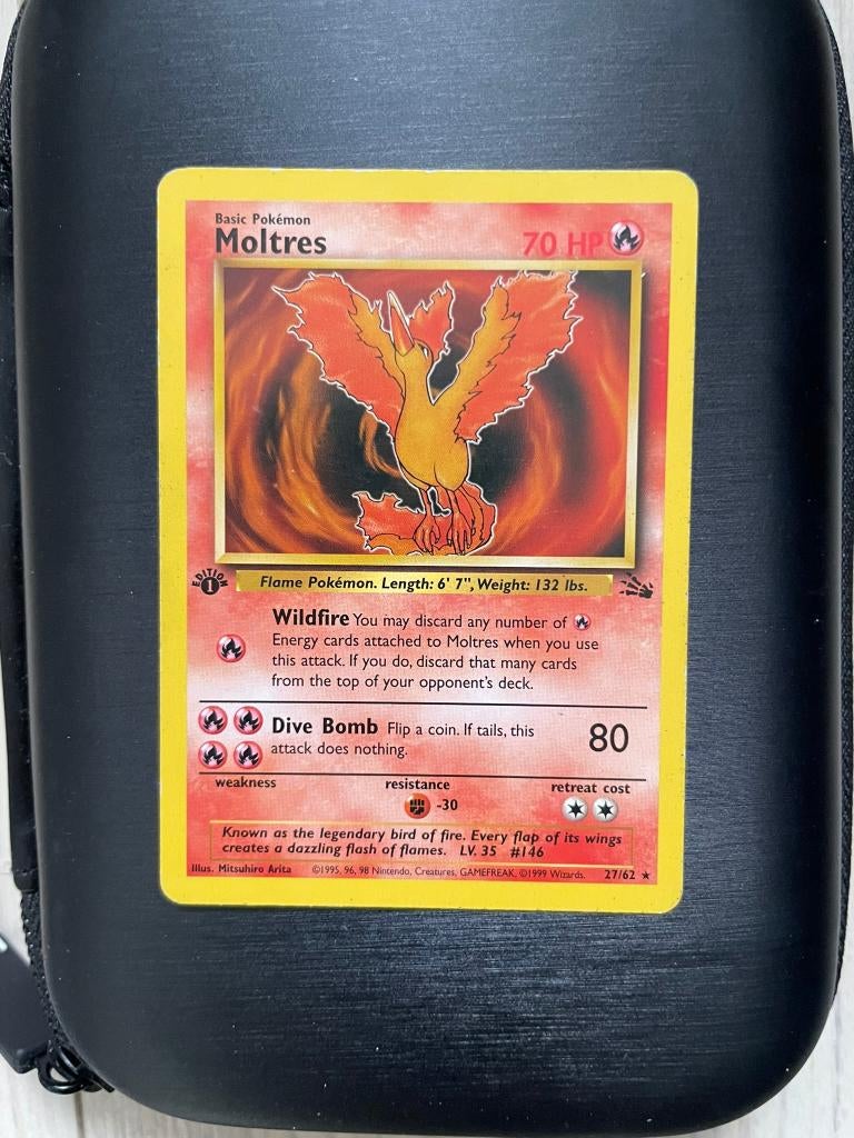 Moltres - 27/62 - rare - 1st edition Fossil Non-Holo, Hobby en Vrije tijd, Verzamelkaartspellen | Pokémon, Verzenden, Zo goed als nieuw