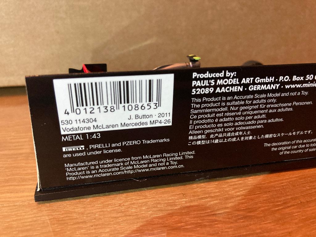 ✅ Jenson Button 1:43 Vodafone Mclaren Mercedes MP4-26 2011, Ophalen of Verzenden, Nieuw, Formule 1