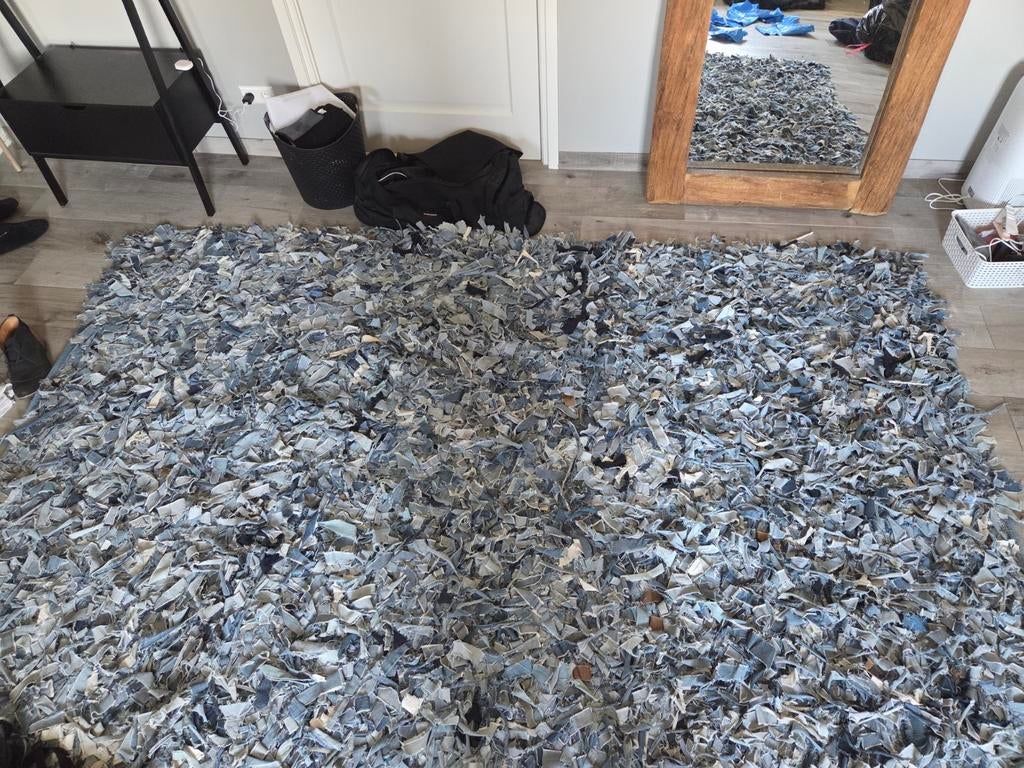 Groot spijkerstof kleed - 300x200 cm, Vintage, 200 cm of meer, Ophalen of Verzenden, 200 cm of meer