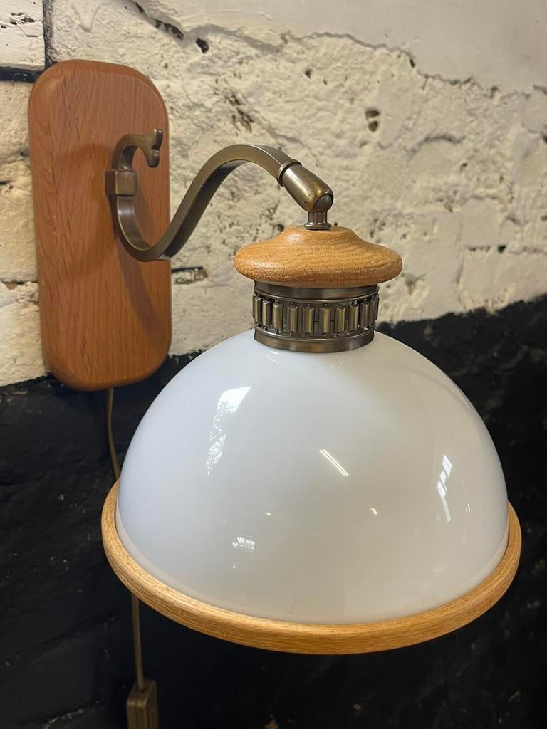 Vintage Steinhauer wandlamp hout messing mushroom kap, Ophalen of Verzenden, Gebruikt, Overige materialen, Vintage jaren 80 Steinhauer
