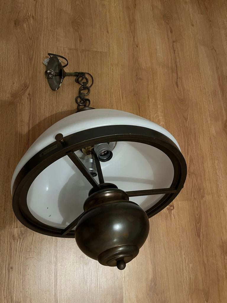 Vintage Hanglamp met Melkglas Kap, Ophalen