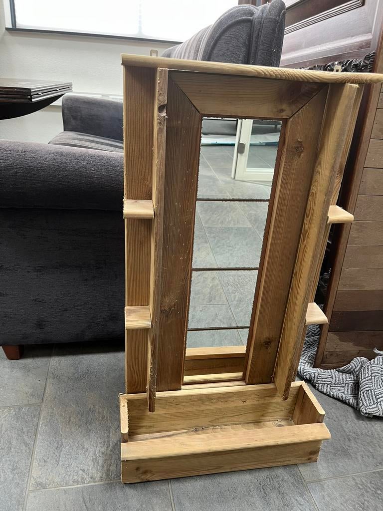 Houten spiegel, Ophalen, 50 tot 100 cm, Zo goed als nieuw, Minder dan 100 cm