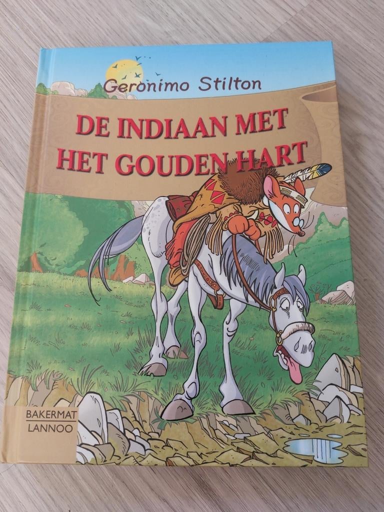 Geronimo Stilton - De indiaan met het gouden hart, Boeken, Kinderboeken | Jeugd | onder 10 jaar, Zo goed als nieuw, Fictie algemeen