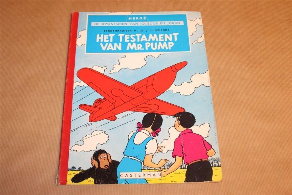 Jo Suus en Jokko - Testament van Mr Pump - Hergé Oude druk, Boeken, Stripboeken, Zo goed als nieuw, Eén stripboek, Ophalen of Verzenden
