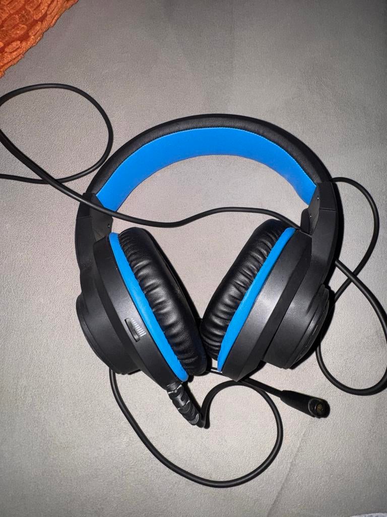 Gaming koptelefoon met microfoon - Zwart/Blauw, Ophalen, Gebruikt, Over oor (circumaural), Overige merken