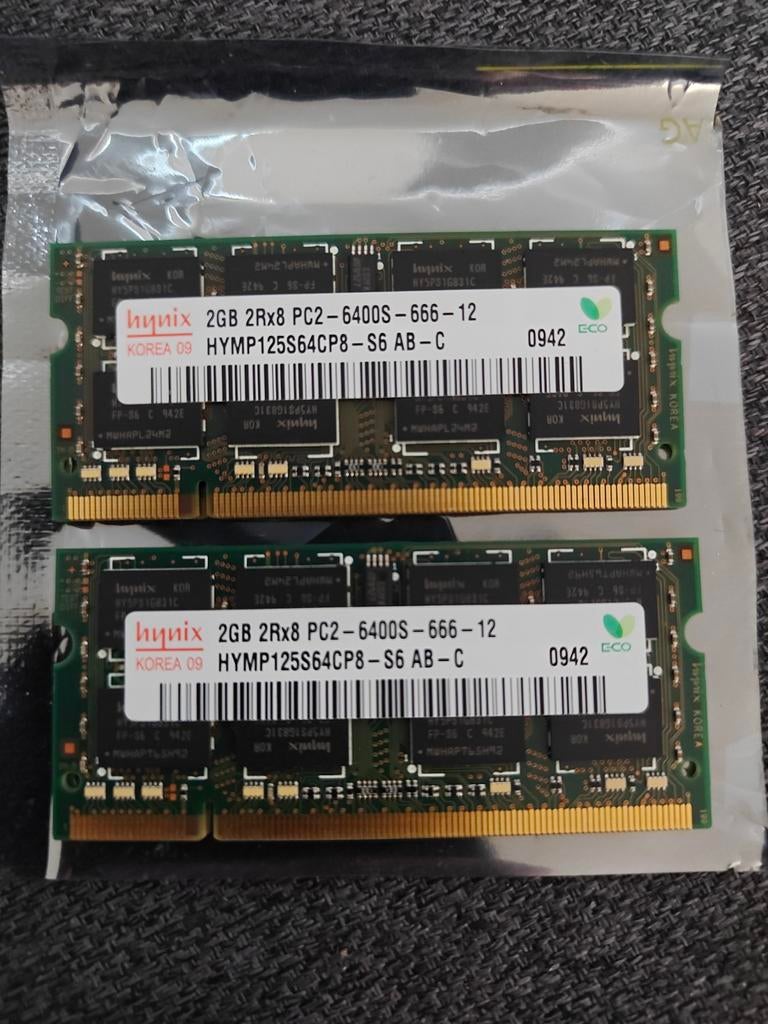 Aangeboden : Hynix Laptop RAM DDR2 4GB (2x 2GB) 800MHz CL6, 800Mhz, Gebruikt, Ophalen of Verzenden, DDR2