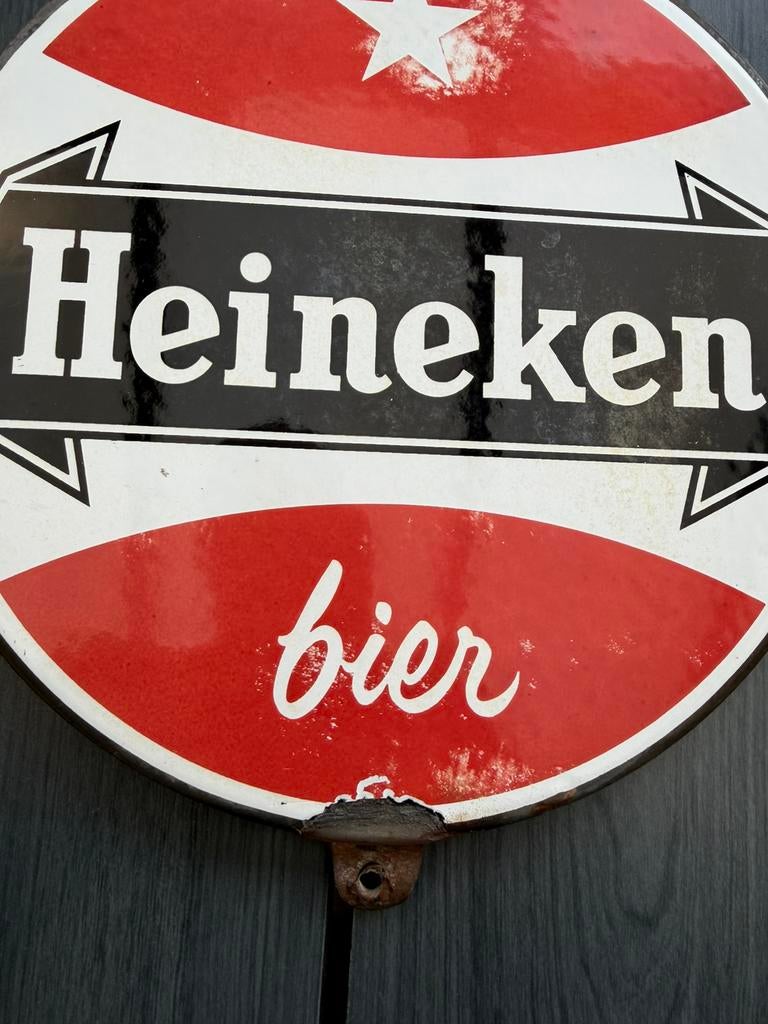 Heineken emaille reclamebord, Reclamebord, Gebruikt, I, Ophalen of Verzenden