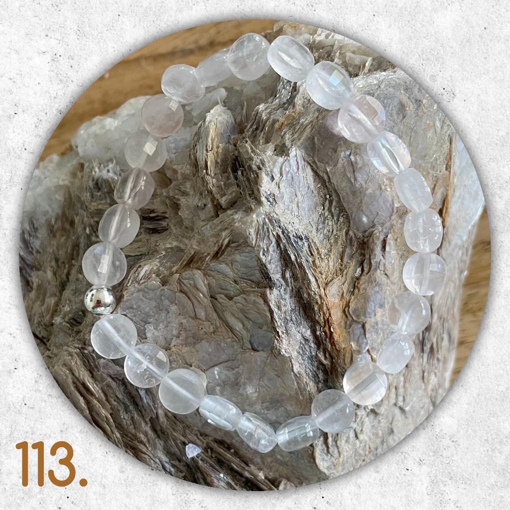 🦋MJB Armband nr: 113 Rozekwarts halfedelsteen 19 cm, Overige materialen, Nieuw, Ophalen of Verzenden, Roze