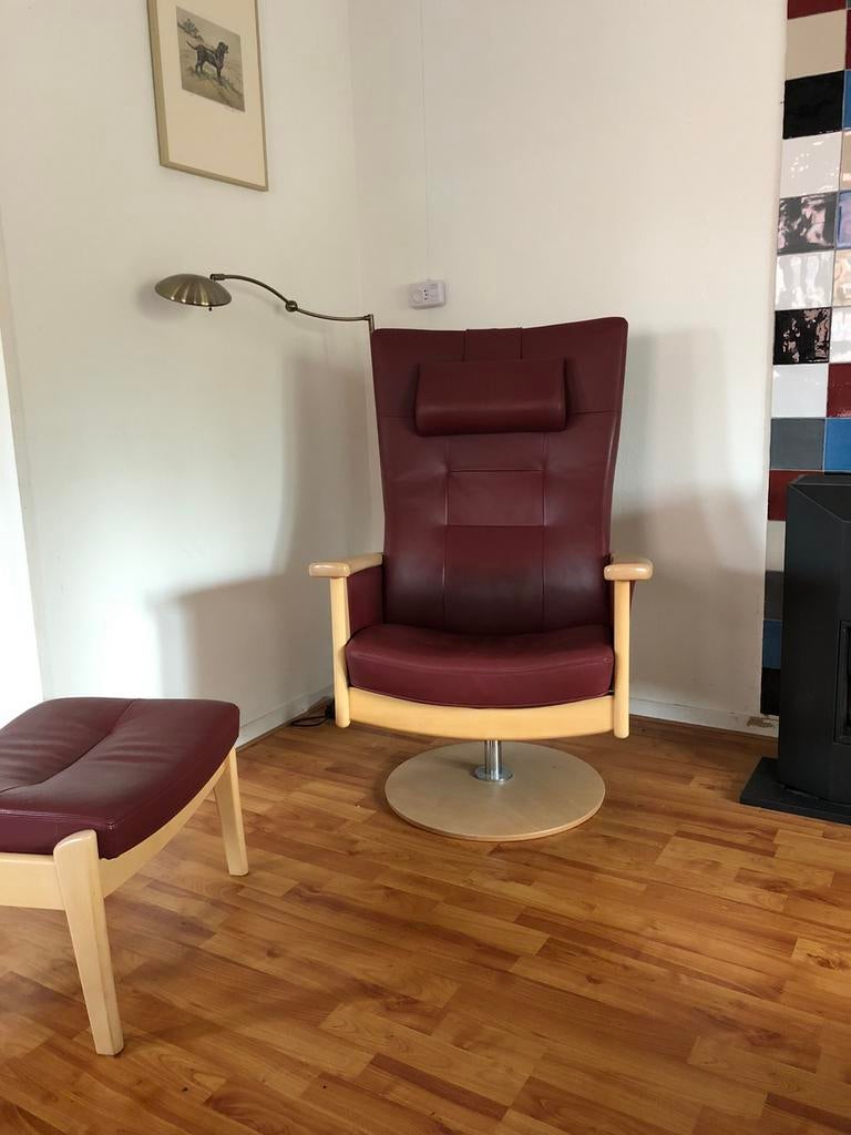Farstrup, draaibare relax fauteuil, Huis en Inrichting, Fauteuils, Ophalen, Gebruikt, 50 tot 75 cm, Leer