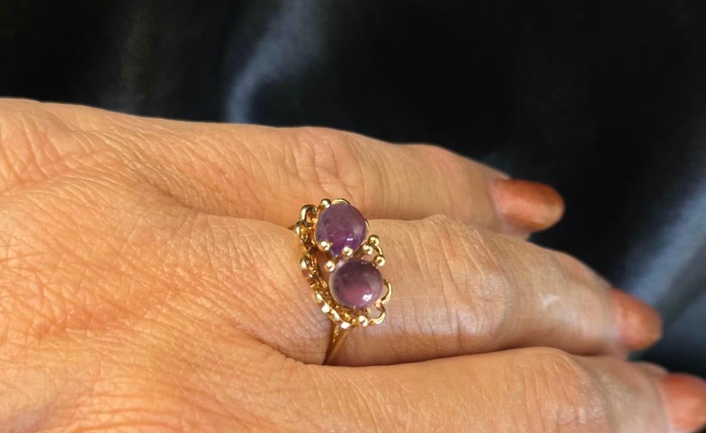Gouden Vintage ring met edelsteen amethist. 2026/199., ., Paars, Ophalen of Verzenden, .