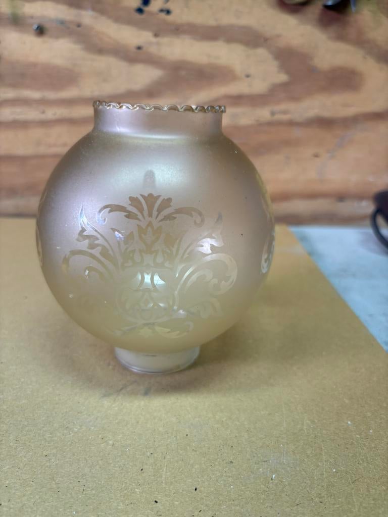 Lampenkap glas met tinnen voet, Ophalen of Verzenden