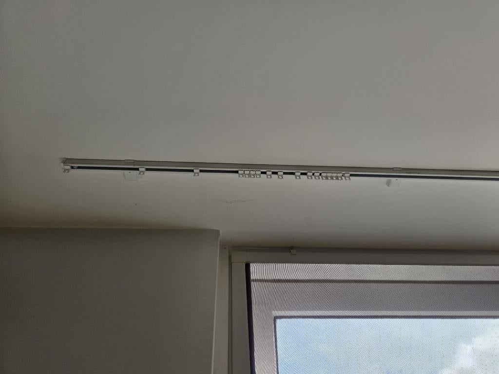gordijnrail gordijnrails 3,30 m. plafondbevestiging haakjes, Ophalen, Zo goed als nieuw, Wit, Minder dan 100 cm
