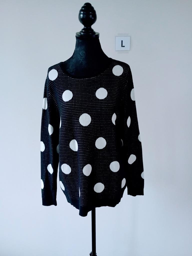 Trui. Sweater. Zwart met wit. Maat L/40, Ophalen of Verzenden, Zo goed als nieuw, Maat 42/44 (L), Zwart