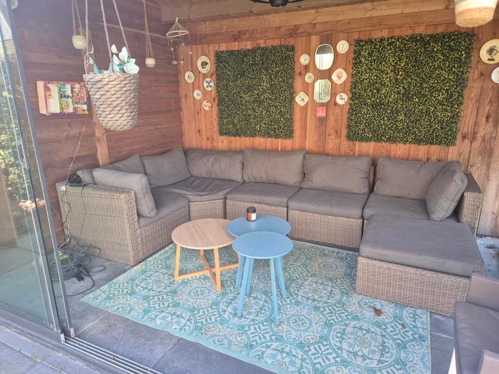 Lounge set tuin - Wicker met kussens, Ophalen, Gebruikt, Meer dan 8 zitplaatsen, Loungeset