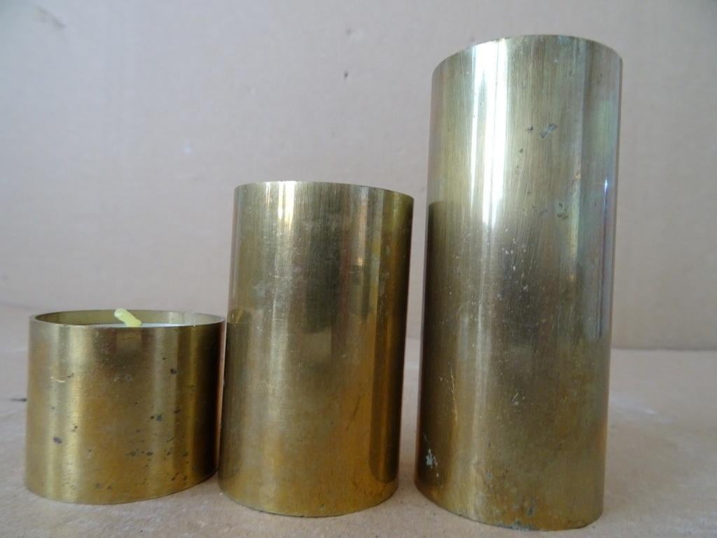 Curiosa koperen waxinehouders theelichten van granaathulzen, Ophalen of Verzenden