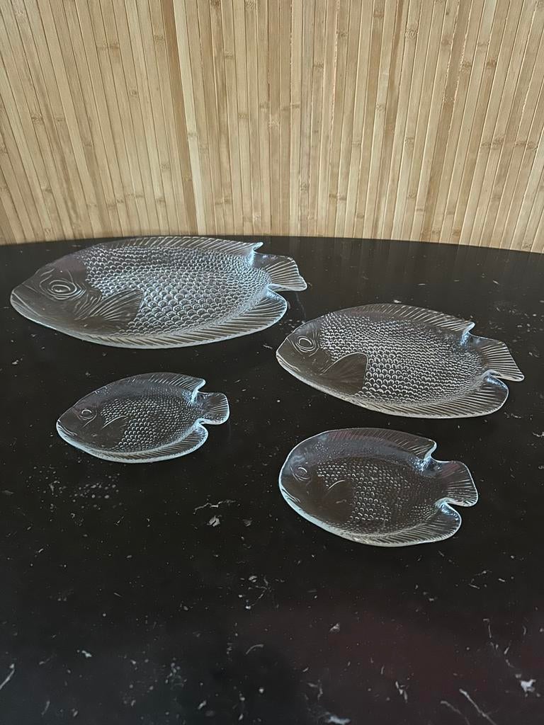 Set/4 Arcoroc glazen visborden / poisson, Ophalen, Gebruikt, X, X