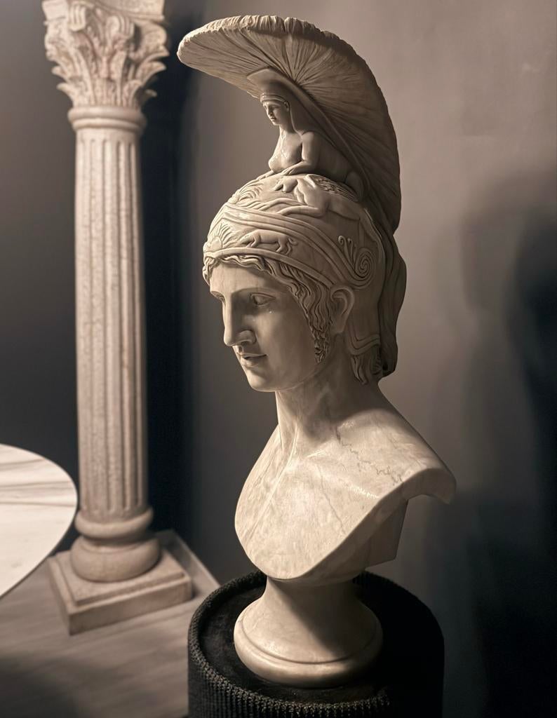 Indrukwekkende Marmeren Buste van Achilles - 90 cm, Antiek en Kunst, Ophalen