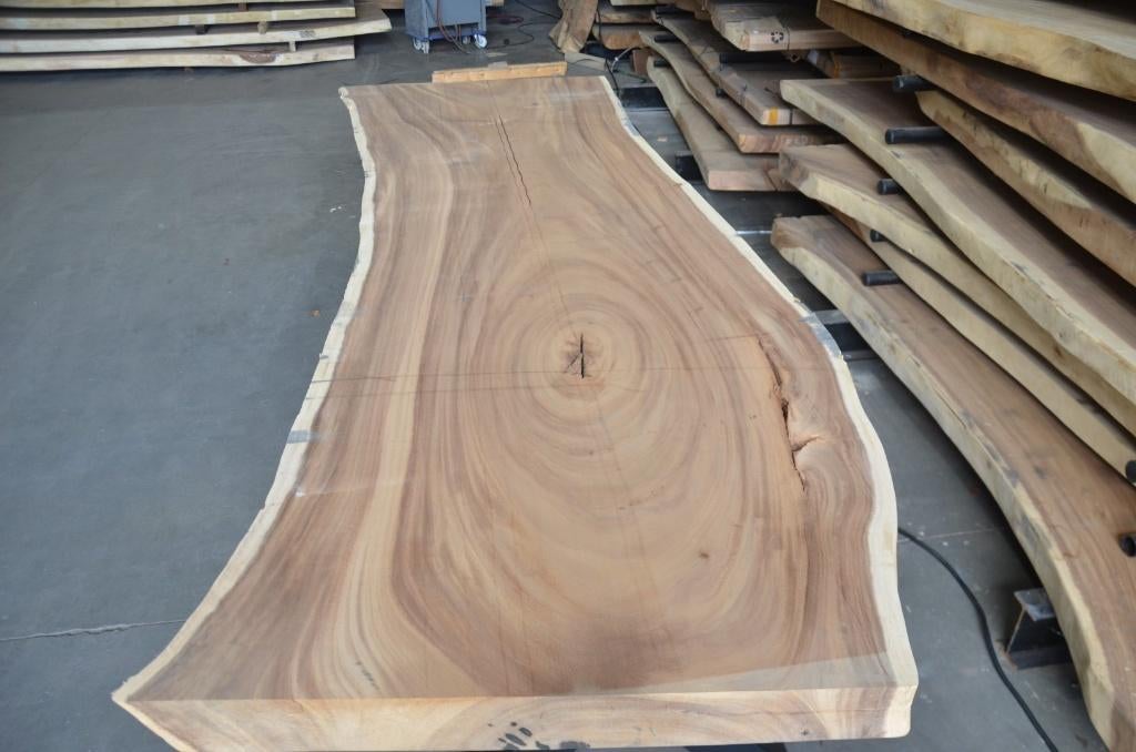 Suar boomstamtafel 280 cm-  BT191 – 2,8 m boomstamtafel, Verzenden, 200 cm of meer, Metaal, Rechthoekig