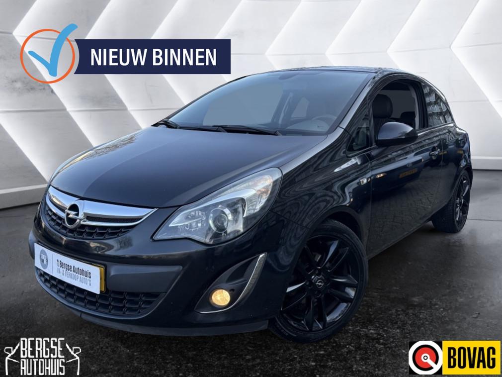Opel Corsa 1.4 16V Sport Cruise Airco Lmv BT (bj 2012), Euro 5, Leder en Stof, Zwart, Bedrijf