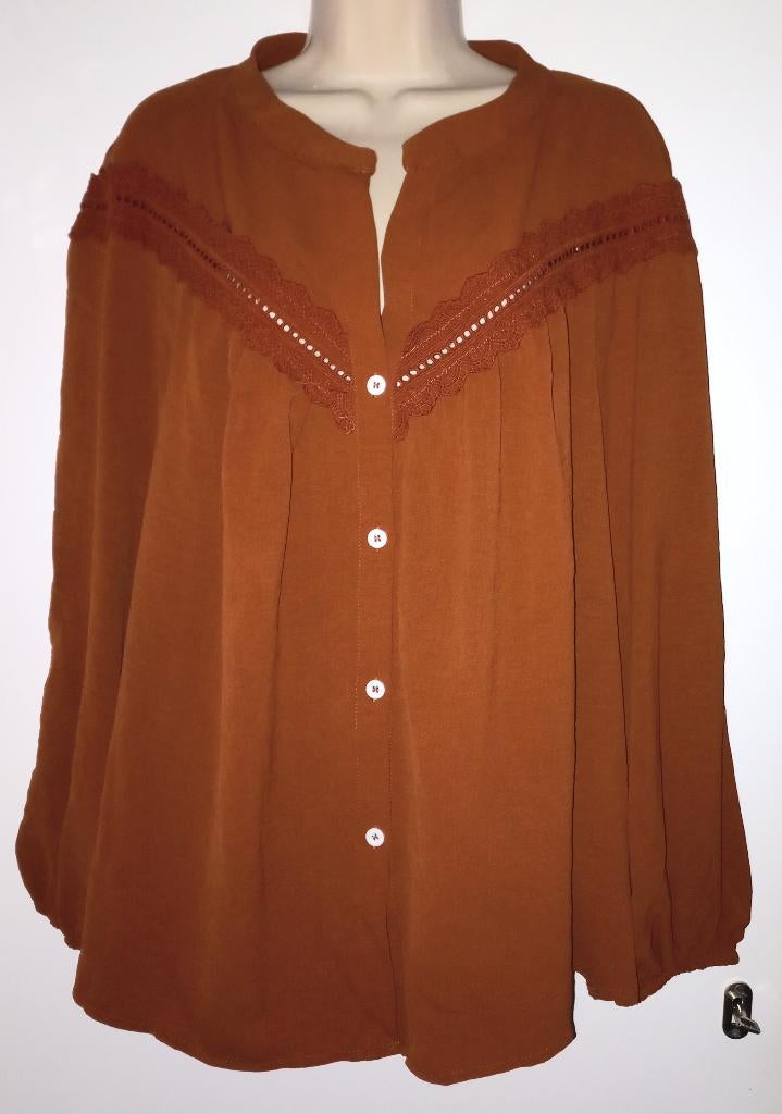 Shein Curve blouse maat 2XL (48/50), Ophalen of Verzenden, Zo goed als nieuw, Bruin, Blouse of Tuniek