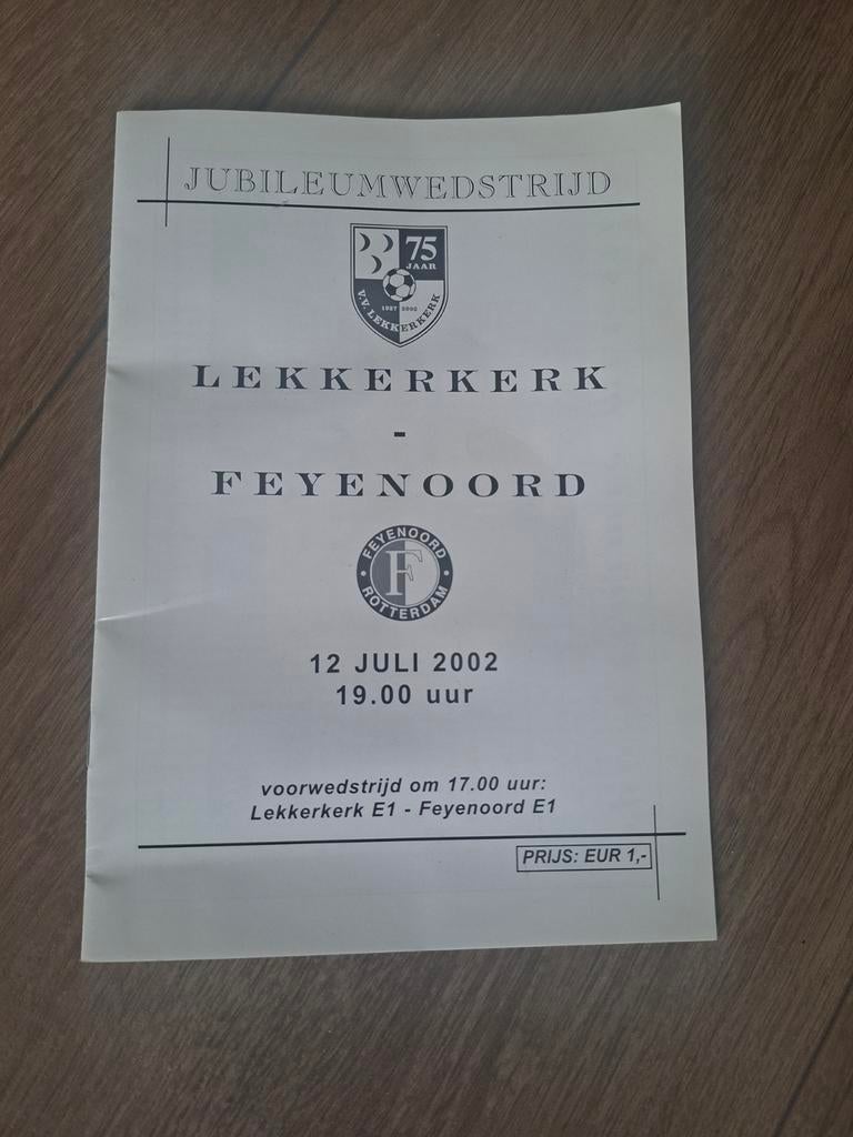 Programmaboekje vv Lekkerkerk - Feyenoord 2002, Ophalen of Verzenden, Zo goed als nieuw, Feyenoord