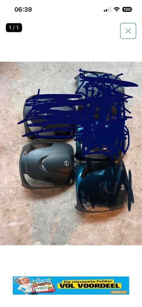 Sym Fiddle II Kappenset Voorkap Grijs Zwart Blauw, Fietsen en Brommers, Ophalen of Verzenden, Gebruikt, Kap, SYM