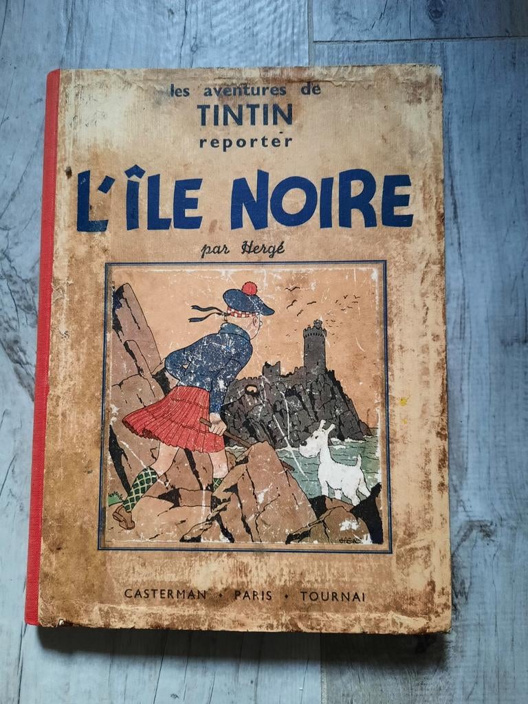 Tintin 1941 L'Ile Noir BD blanc/ noir, Boeken, Gelezen, Eén stripboek, Ophalen of Verzenden, Hergé