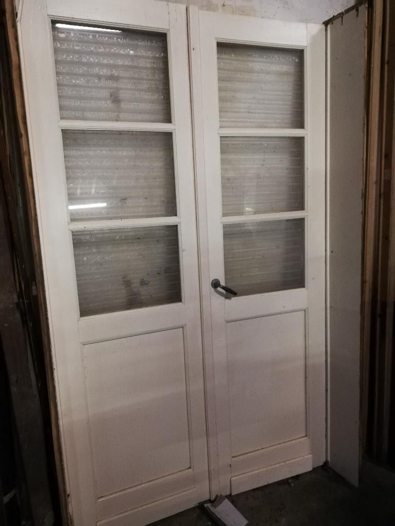 221,5hx131br smalle set dubbele deuren met glas, Ophalen