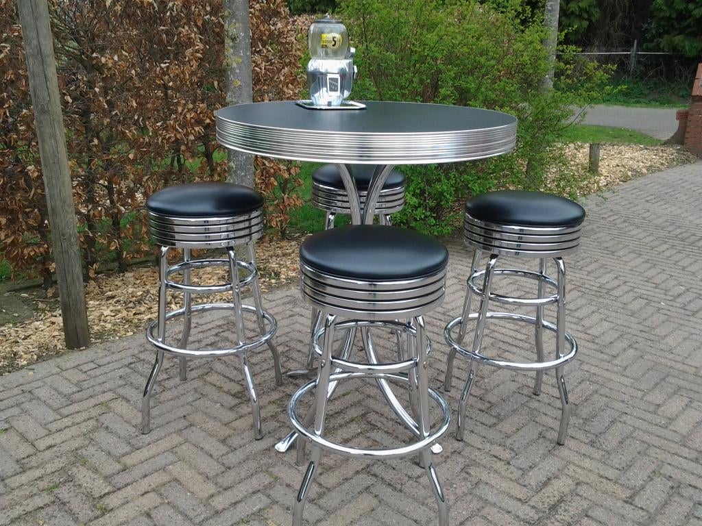 Amerikaanse bartafel + barkrukken Bel Air fifties , sixties, Ophalen, 60 tot 90 cm, Met voetsteun, Zo goed als nieuw