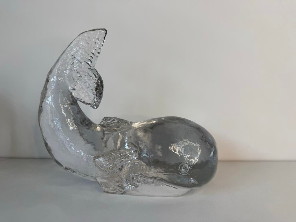 Groot! Vintage Pukeberg Kristalglas Walvis - Uno Westerberg, Ophalen of Verzenden