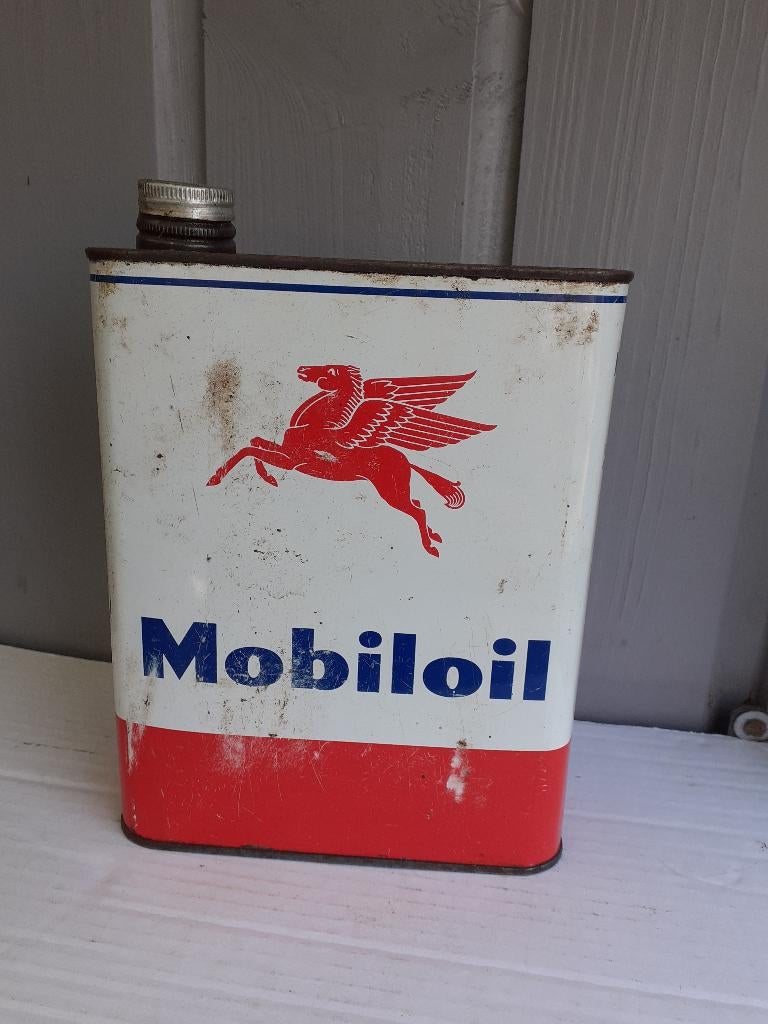Mobiloil olieblik, Verzamelen, Ophalen of Verzenden, Gebruikt, Overige typen