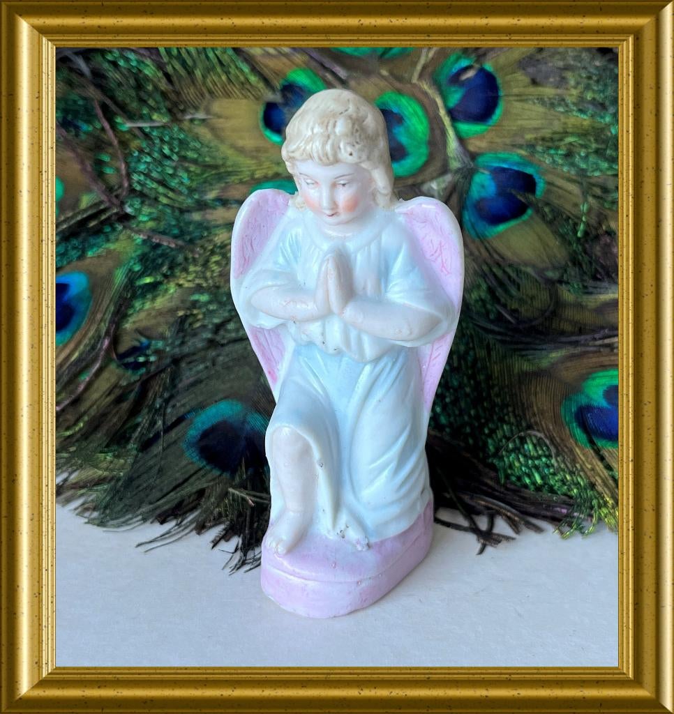 Antiek biscuit porseleinen beeldje : engeltje, Ophalen of Verzenden