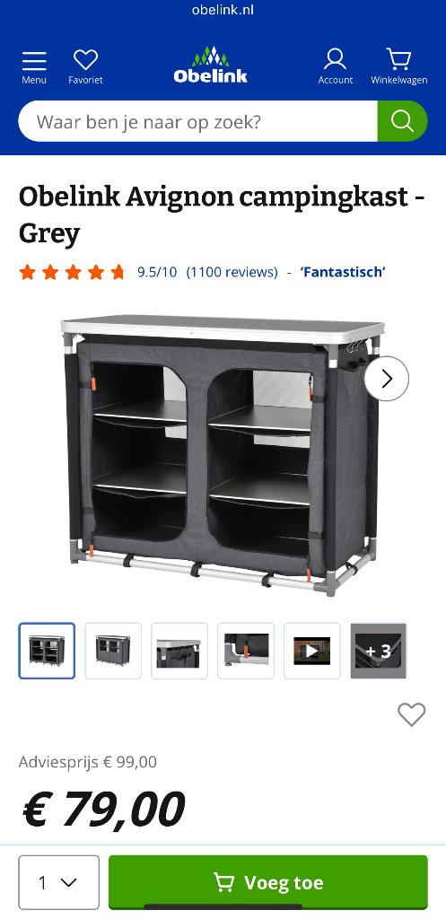 Obelink Avignon campingkast - Grey, Caravans en Kamperen, Ophalen, Zo goed als nieuw, Campingkast