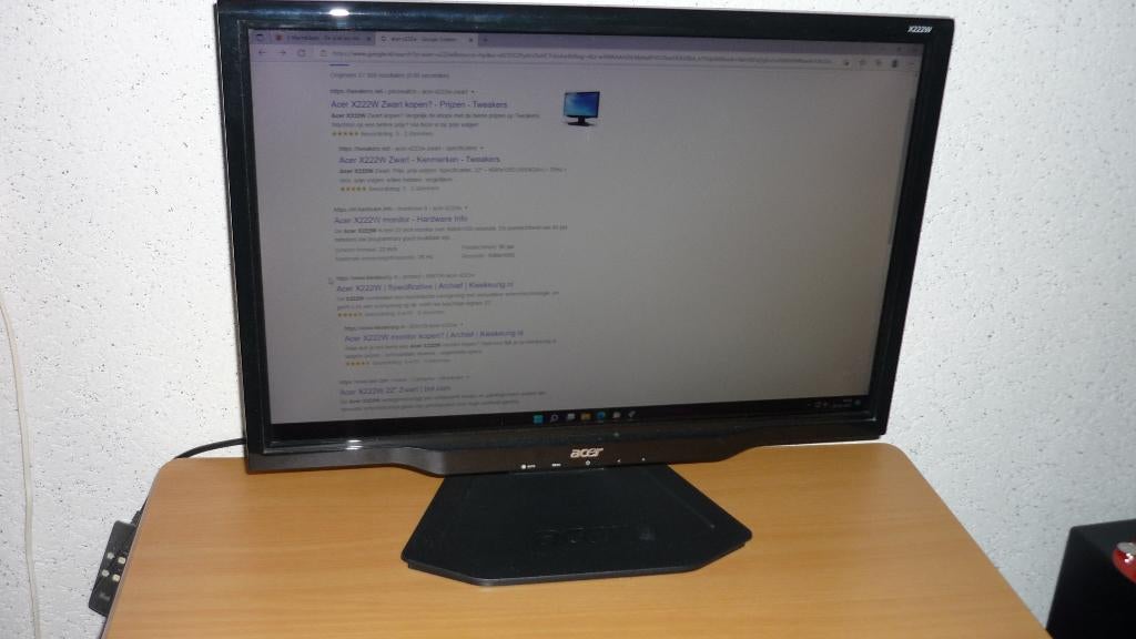 Acer 22 inch computer scherm, Computers en Software, Monitoren, Ophalen of Verzenden, Overige typen, Overige resoluties, DVI