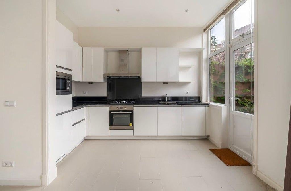 Luxe greeploze hoogglans keuken+composiet blad GEDEMONTEERD, Wit, Hoekkeuken, Ophalen of Verzenden, Zo goed als nieuw