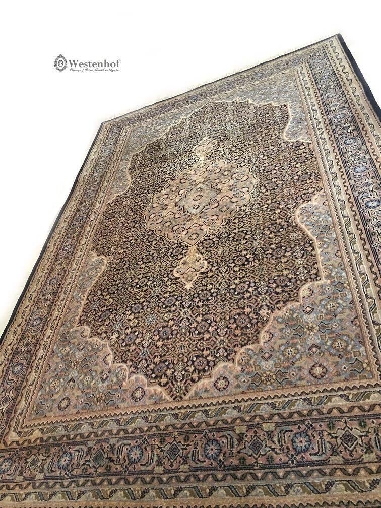 Perzisch tapijt handgeknoopt Bidjar Herati oosters, Gebruikt, 200 cm of meer, Ophalen of Verzenden, 200 cm of meer