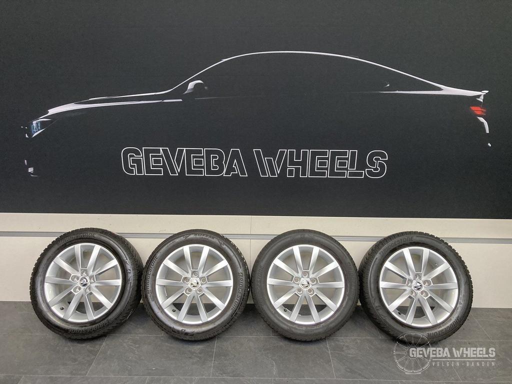 16” originele Skoda Scala velgen + winterbanden 5x100 657601, Gebruikt, -, Banden en Velgen, -