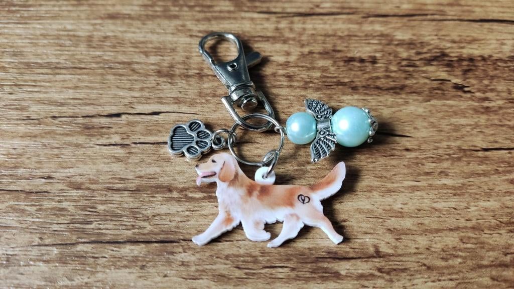 Tas/Sleutelhanger Golden retriever met beschermengeltje, Verzenden, Nieuw