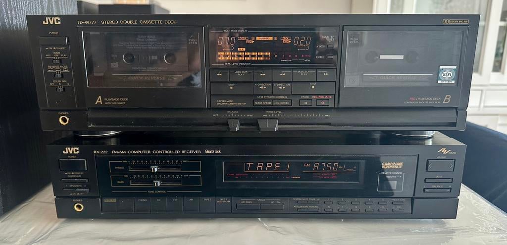 JVC TD-W777 Double Cassette Deck + JVC RX-222 Reciever, Audio, Tv en Foto, Cassettedecks, Dubbel, JVC, Auto-reverse, Ophalen of Verzenden