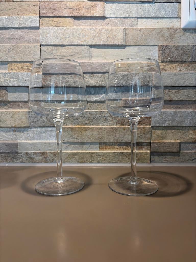 Riviera Maison wijnglazen wit - set van 2, Glas, Ophalen of Verzenden, Zo goed als nieuw, Wit