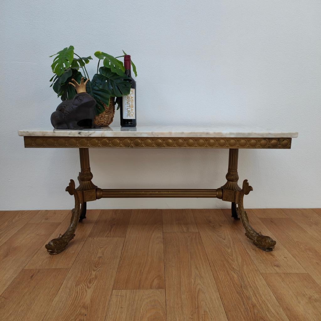 Vintage Regency salontafel koffietafel met marmer blad 502, Valkenswaard, Gebruikt, 100 tot 150 cm, Info@flashbackfurniture.nl