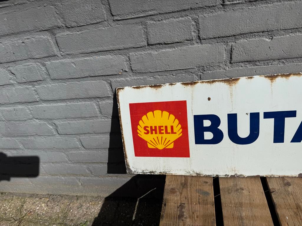 Vintage Shell Propagas reclamebord - Emaille, Ophalen, Reclamebord, Gebruikt, .