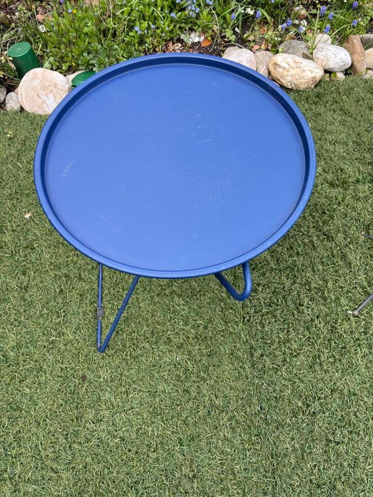 Inklapbaar tuintafeltje - ideaal voor kleine tuin/balkon, Ophalen, Gebruikt, Rond, Metaal